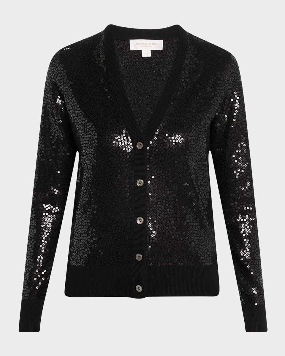 Sequined Cashmere V-Neck Cardigan
